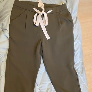 Cropped dark olive green dress pant (from Aritzia)